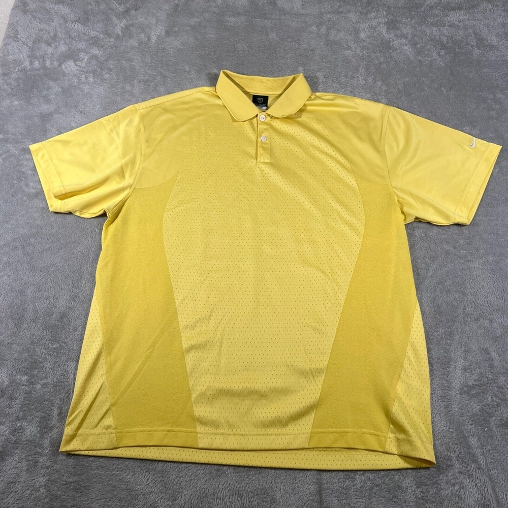 Nike Golf Polo Shirt Mens XL Yellow Fit Dry Mesh Ventilation Athletic Training